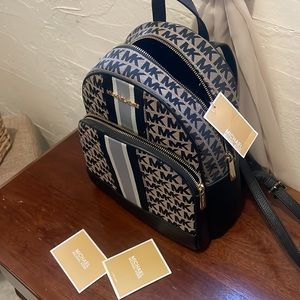 Michael Kors medium black backpack black/beige